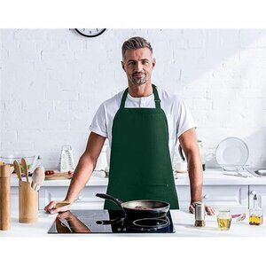 NEW Utopia Kitchen 10 Pack Bib Apron with 2 Pockets for Women/Men, Green